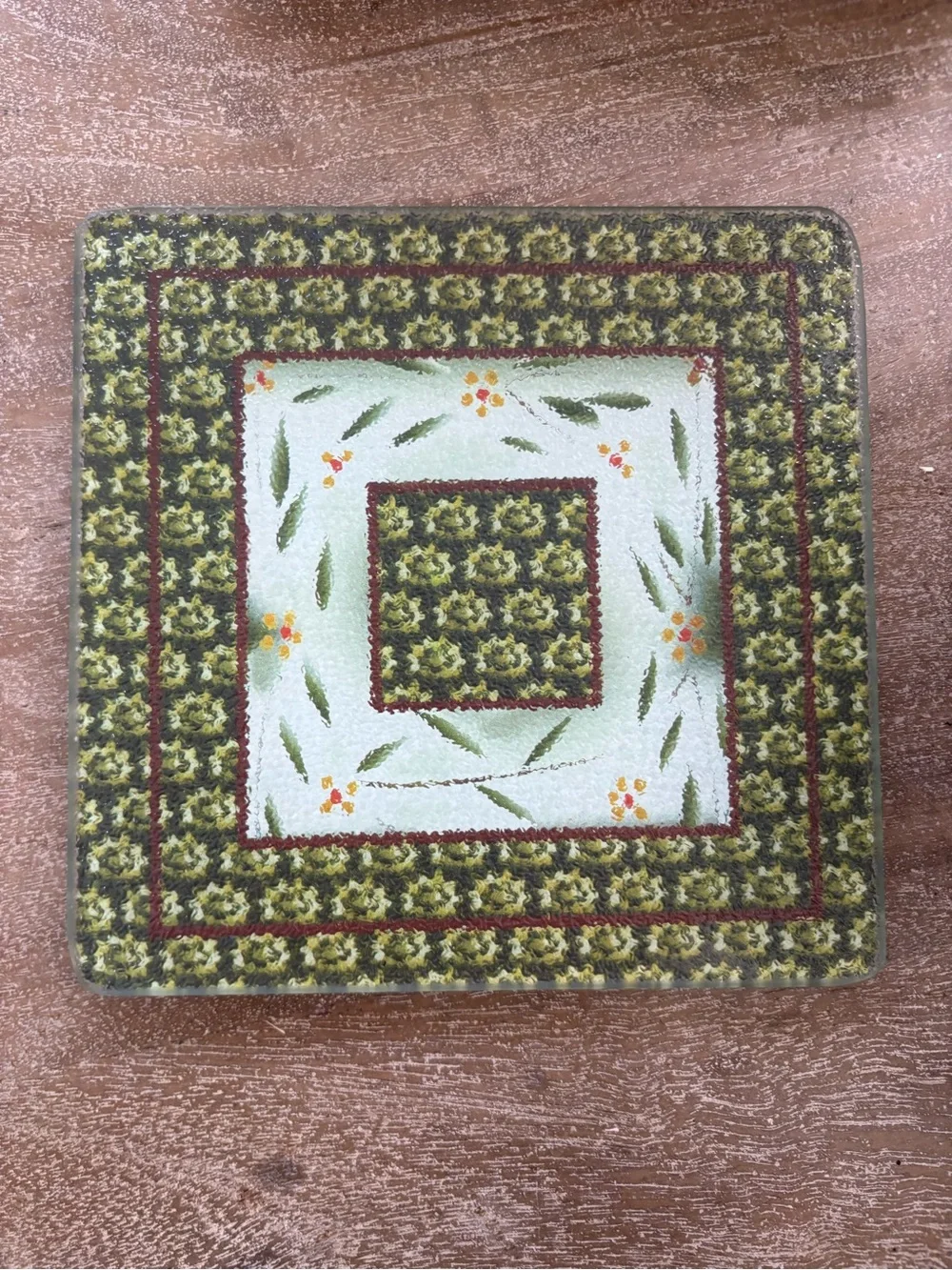 10-Piece Hand-Painted Green Floral Ceramic Serving Set